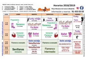 Horarios clases de danza y baile mushi